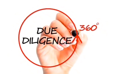 Image of person writing due diligence with circle drawn around it