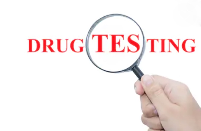 Magnifying glass focused in on drug testing