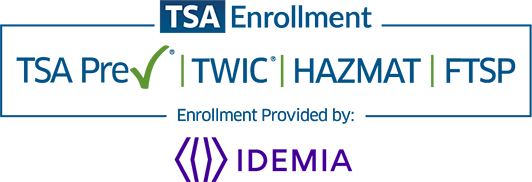 TSA PreCheck®, TWIC®, or HAZMAT enrollment by IDEMIA